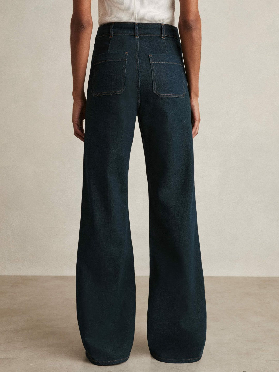 Reiss | Petite Patch-Pocket Flared Jeans in Dark Blue