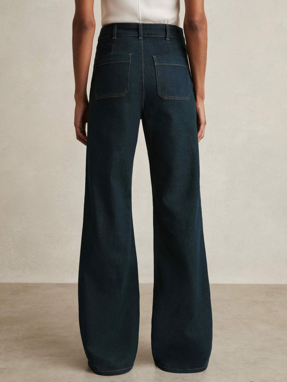 Reiss | Petite Patch-Pocket Flared Jeans in Dark Blue