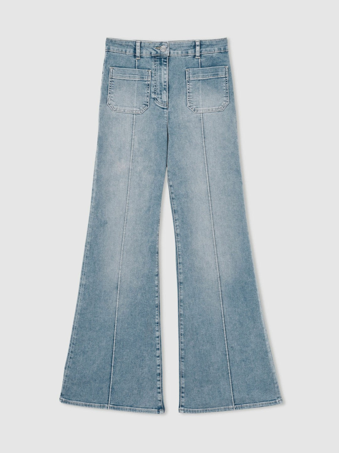 Reiss | Petite Patch-Pocket Flared Jeans in Light Blue