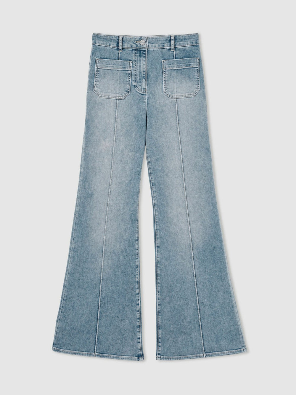 Reiss | Petite Patch-Pocket Flared Jeans in Light Blue