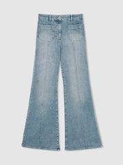 Reiss | Petite Patch-Pocket Flared Jeans in Light Blue