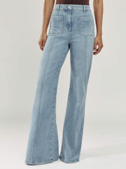 Reiss | Petite Patch-Pocket Flared Jeans in Light Blue
