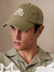 Reiss | Sunset-Embroidered Cap in Washed Sage