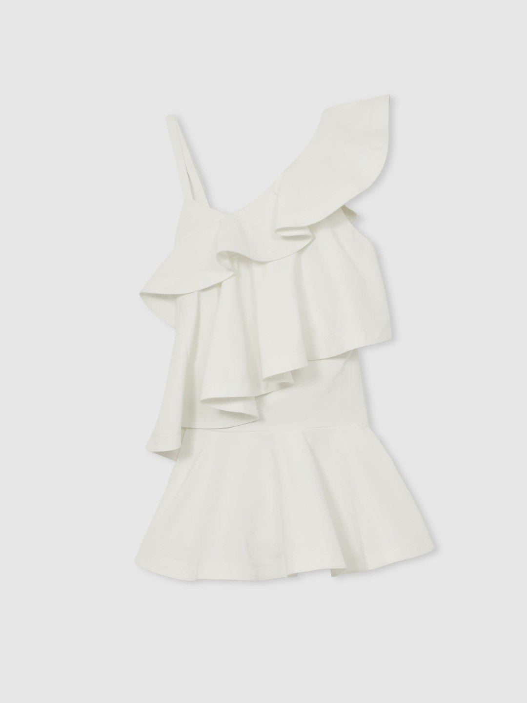 Reiss | Cotton Tiered Ruffle Mini Dress in Ivory