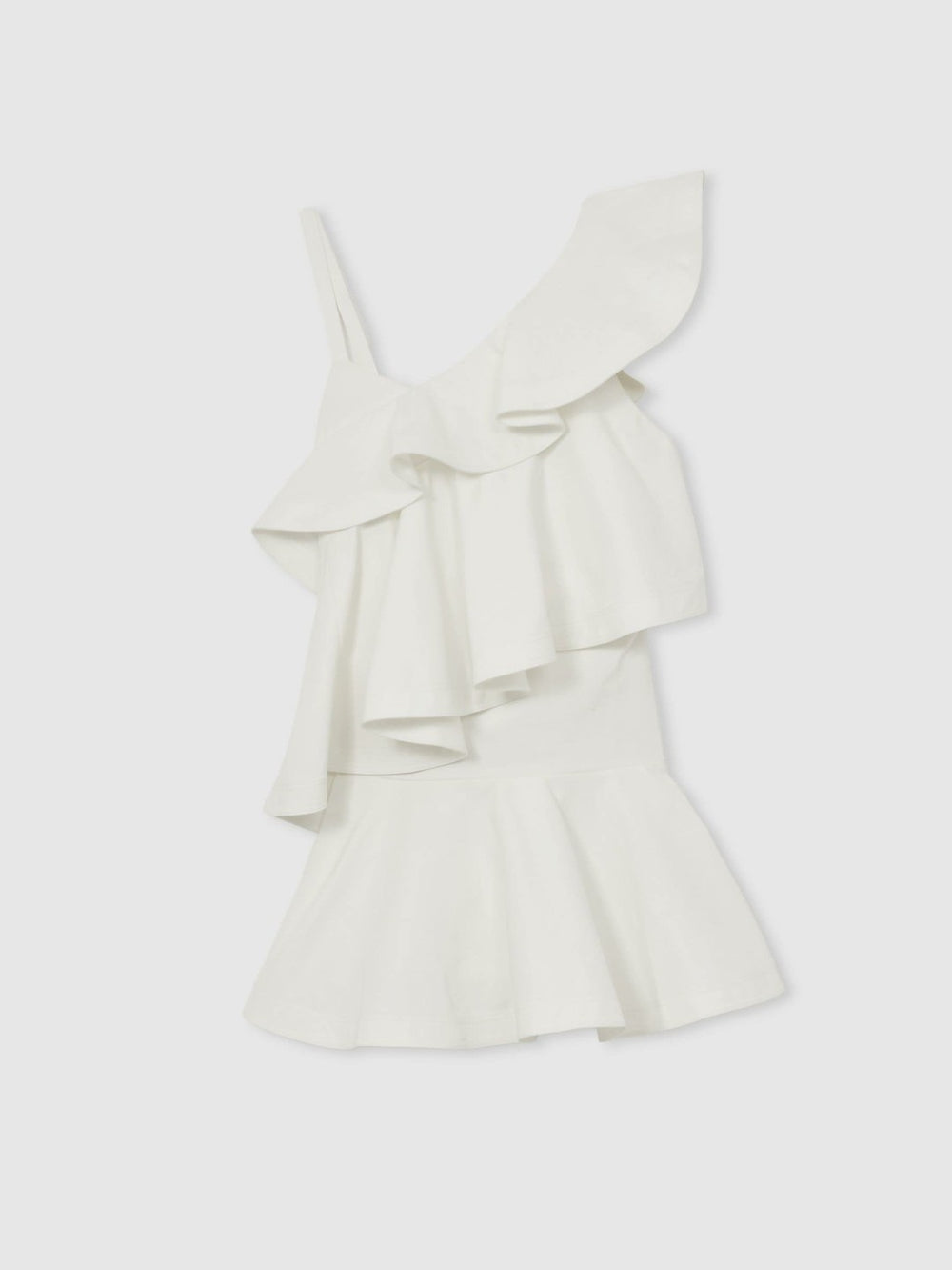 Reiss | Cotton Tiered Ruffle Mini Dress in Ivory