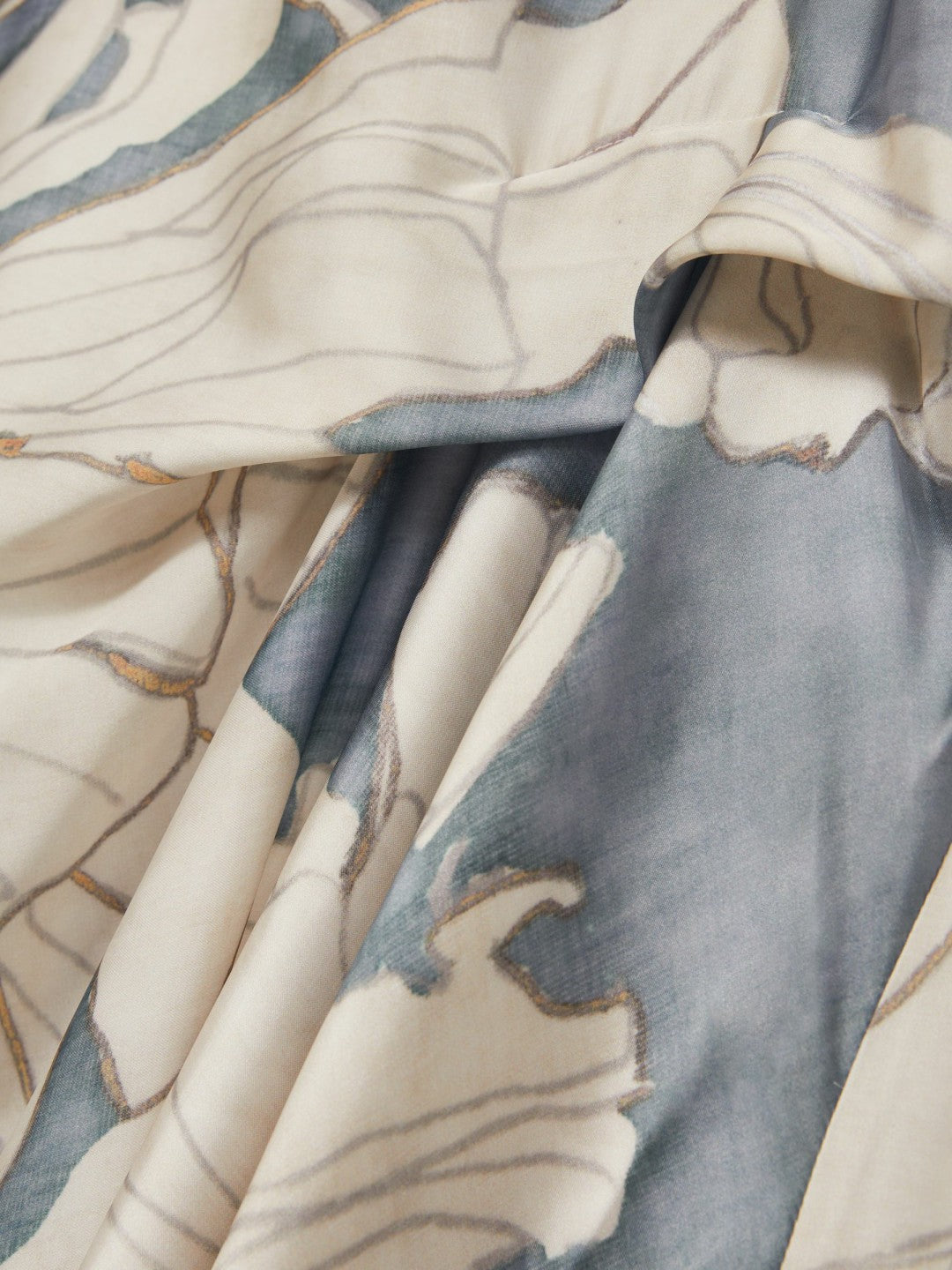 Reiss | Satin Floral Drape Midi Dress in Blue