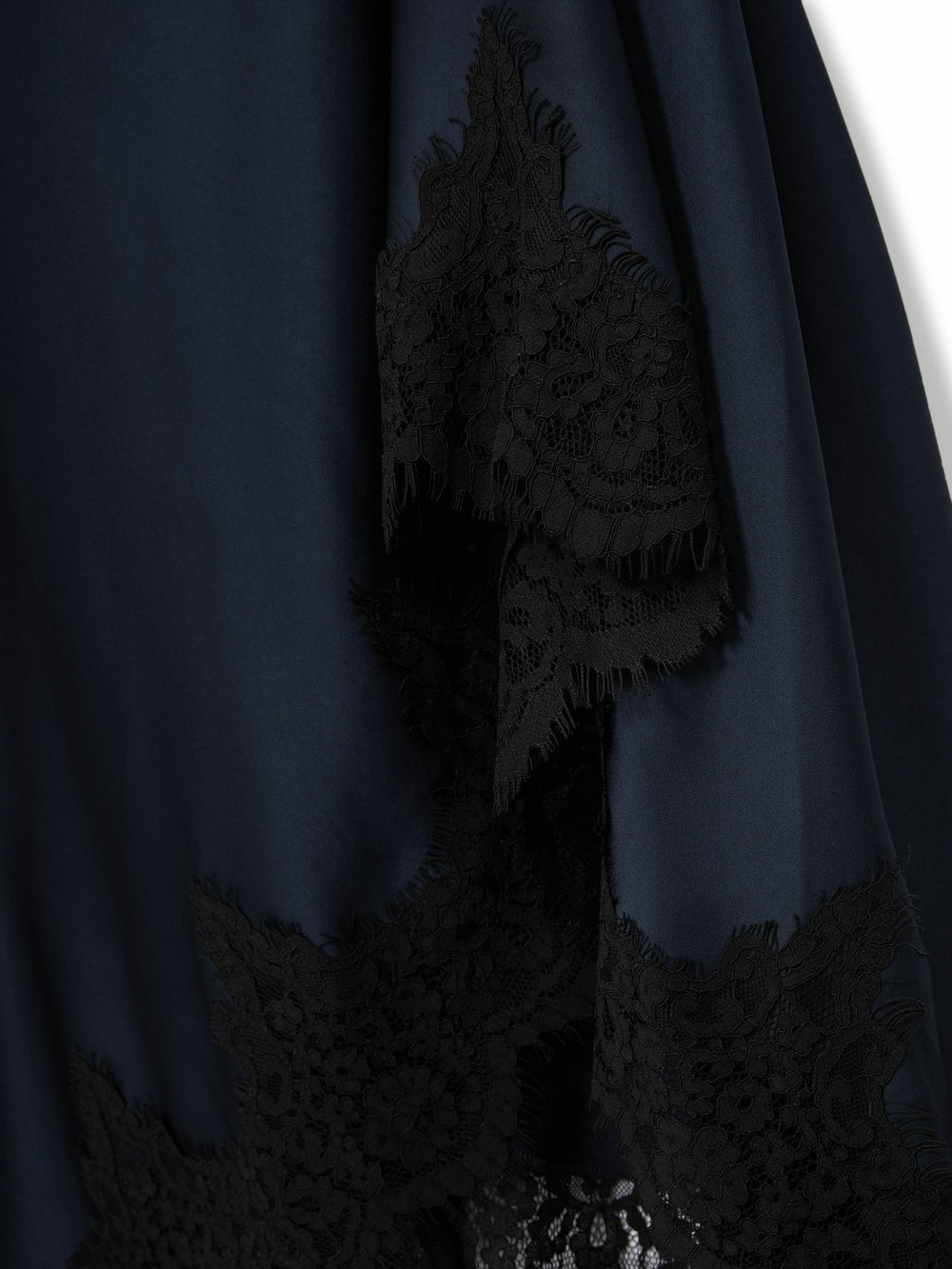 Reiss | Petite Satin Drape Lace-Trim Dress in Navy