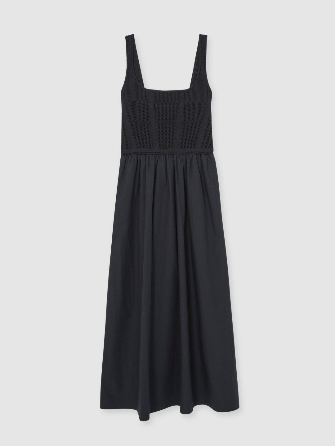Reiss | Perforated-Knit Cotton-Skirt Midi Dress in Navy
