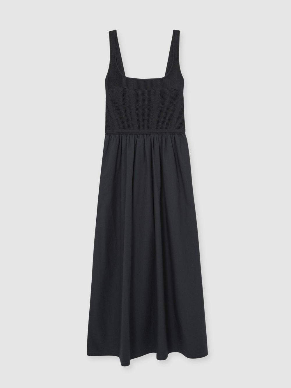 Reiss | Perforated-Knit Cotton-Skirt Midi Dress in Navy