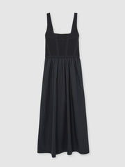 Reiss | Perforated-Knit Cotton-Skirt Midi Dress in Navy