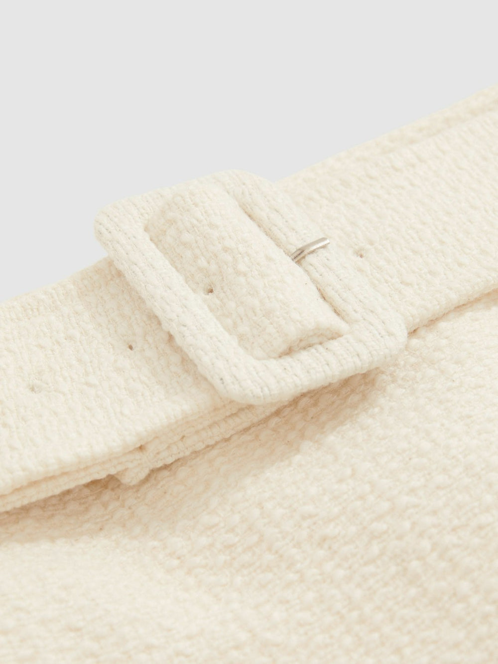 Reiss | Bouclé Belted Mini Skirt With Wool and Cotton in White