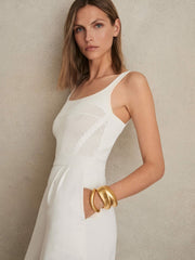 Reiss | Perforated-Knit Wide-Leg Jumpsuit in Ivory