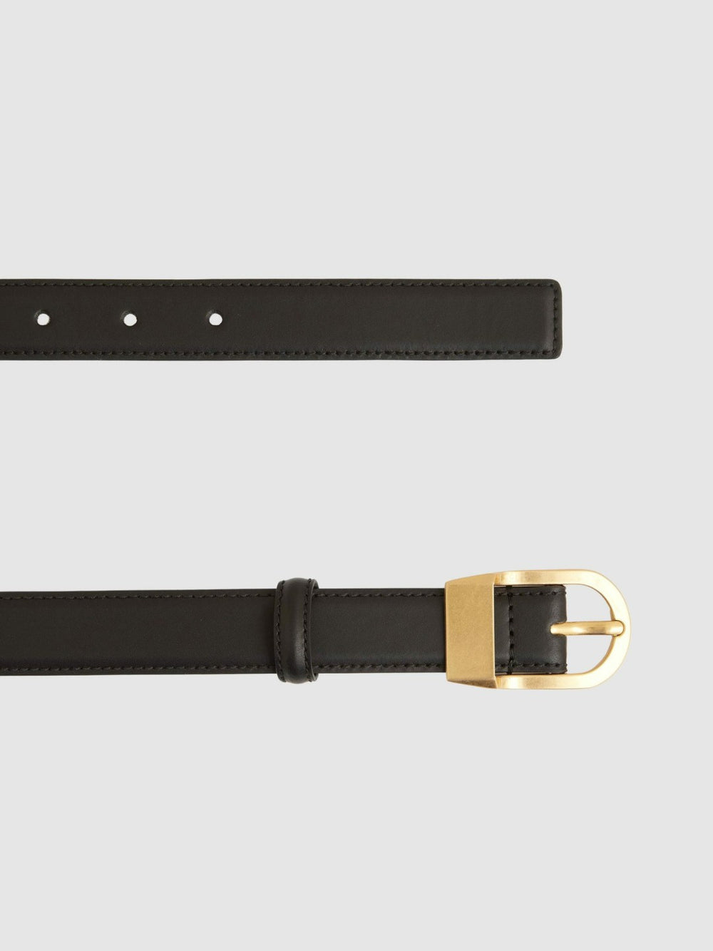 Reiss | Leather Curved-Buckle Belt in Black