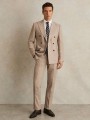 Reiss | Wool-Blend Slim-Fit Suit Trousers in Oatmeal Brown