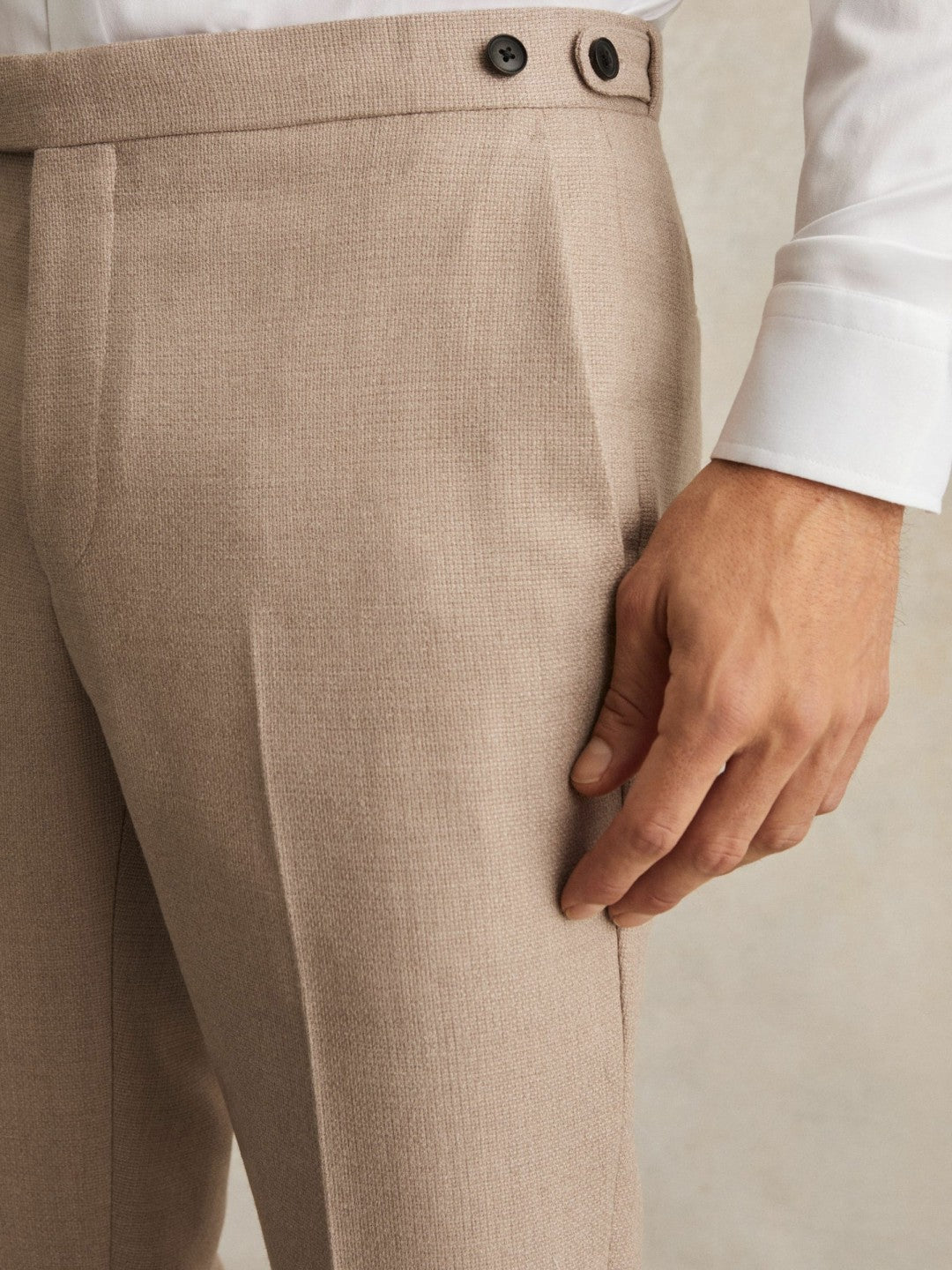 Reiss | Wool-Blend Slim-Fit Suit Trousers in Oatmeal Brown