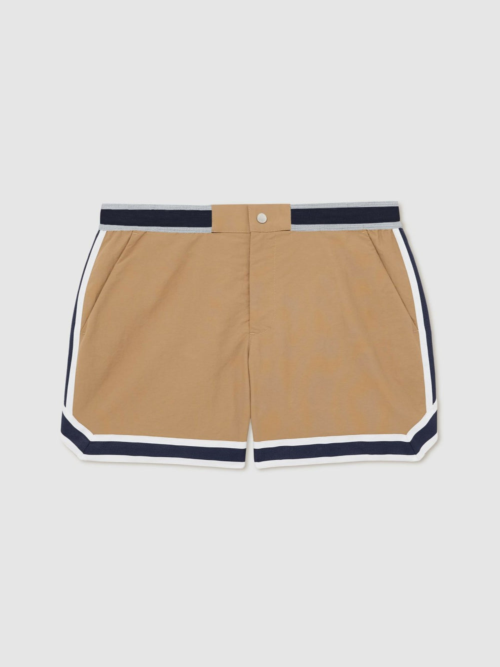 Reiss | | Ché Stripe-Trim Swim Shorts in Camel