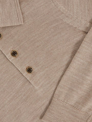 Reiss | 4-9 yrs Merino Wool Long-Sleeve Polo Shirt in Wheat Melange