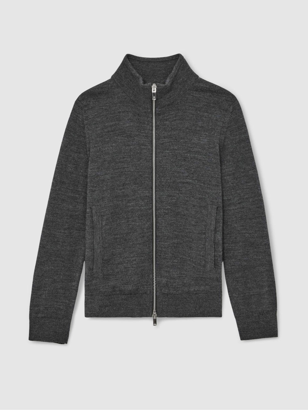 Reiss | 3-9 yrs Merino Wool-Blend Zip-Through Cardigan in Derby Grey Melange
