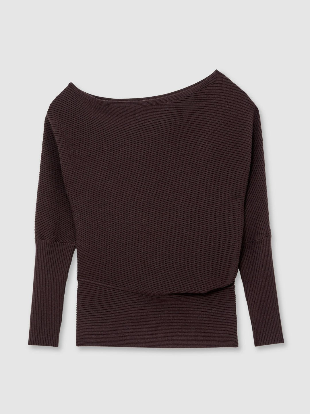 Reiss | Asymmetric Draped Knitted Jumper in Plum