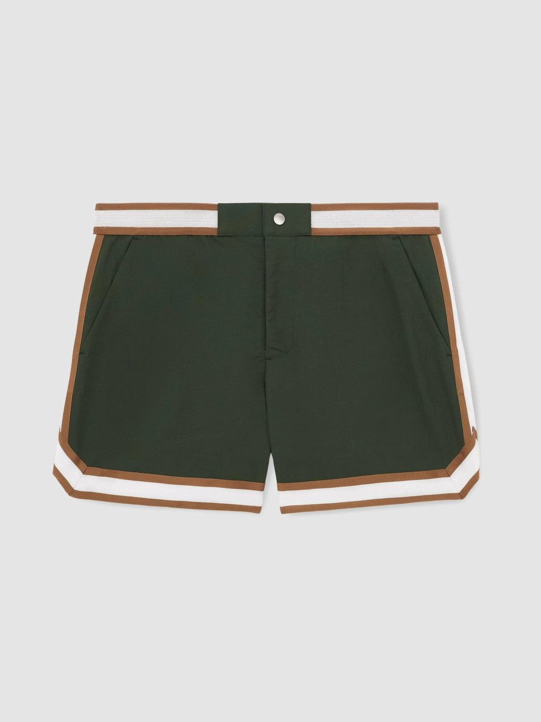 Reiss | | Ché Stripe-Trim Swim Shorts in Pine Green