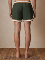 Reiss | | Ché Stripe-Trim Swim Shorts in Pine Green