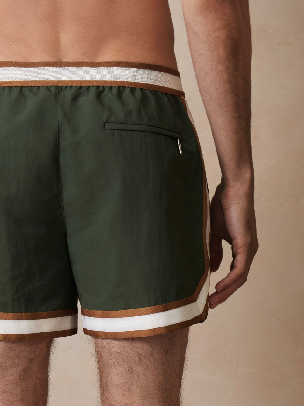 Reiss | | Ché Stripe-Trim Swim Shorts in Pine Green