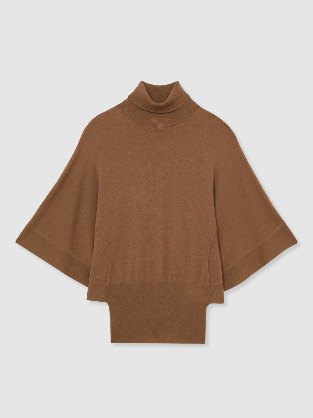 Reiss | Merino Wool Batwing Roll-Neck Jumper in Tan