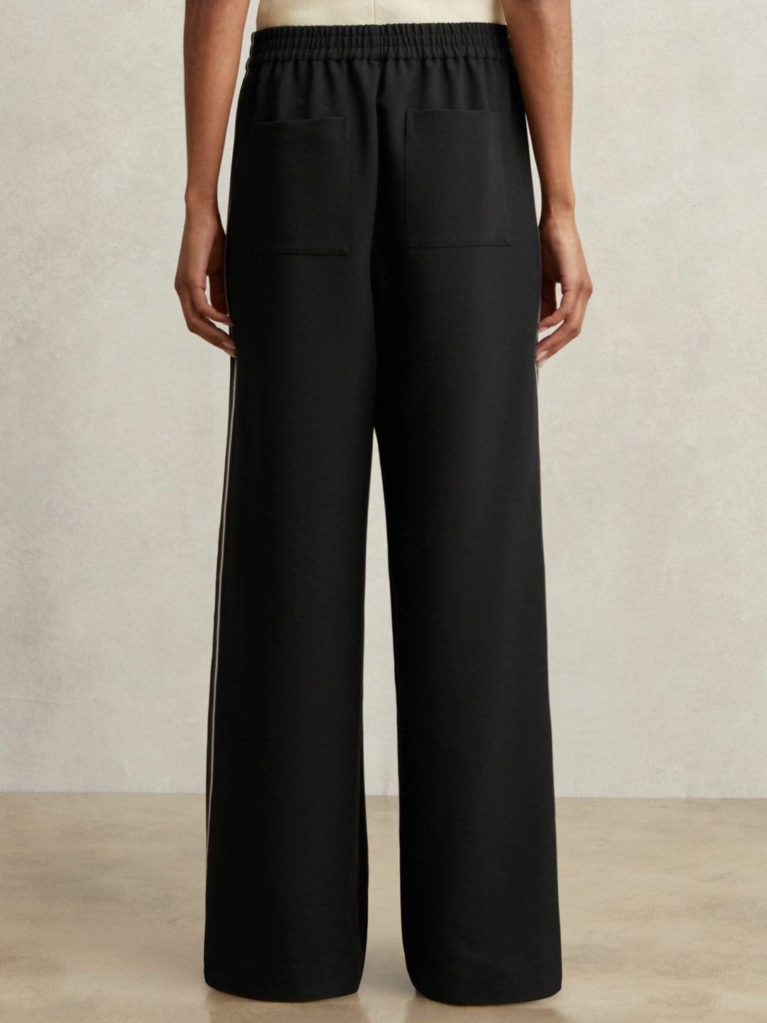 Reiss | Side-Stripe Wide-Leg Trousers in Black