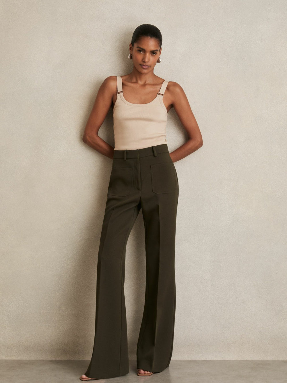 Reiss | Stretch-Cotton D-Ring Strap Vest in Neutral