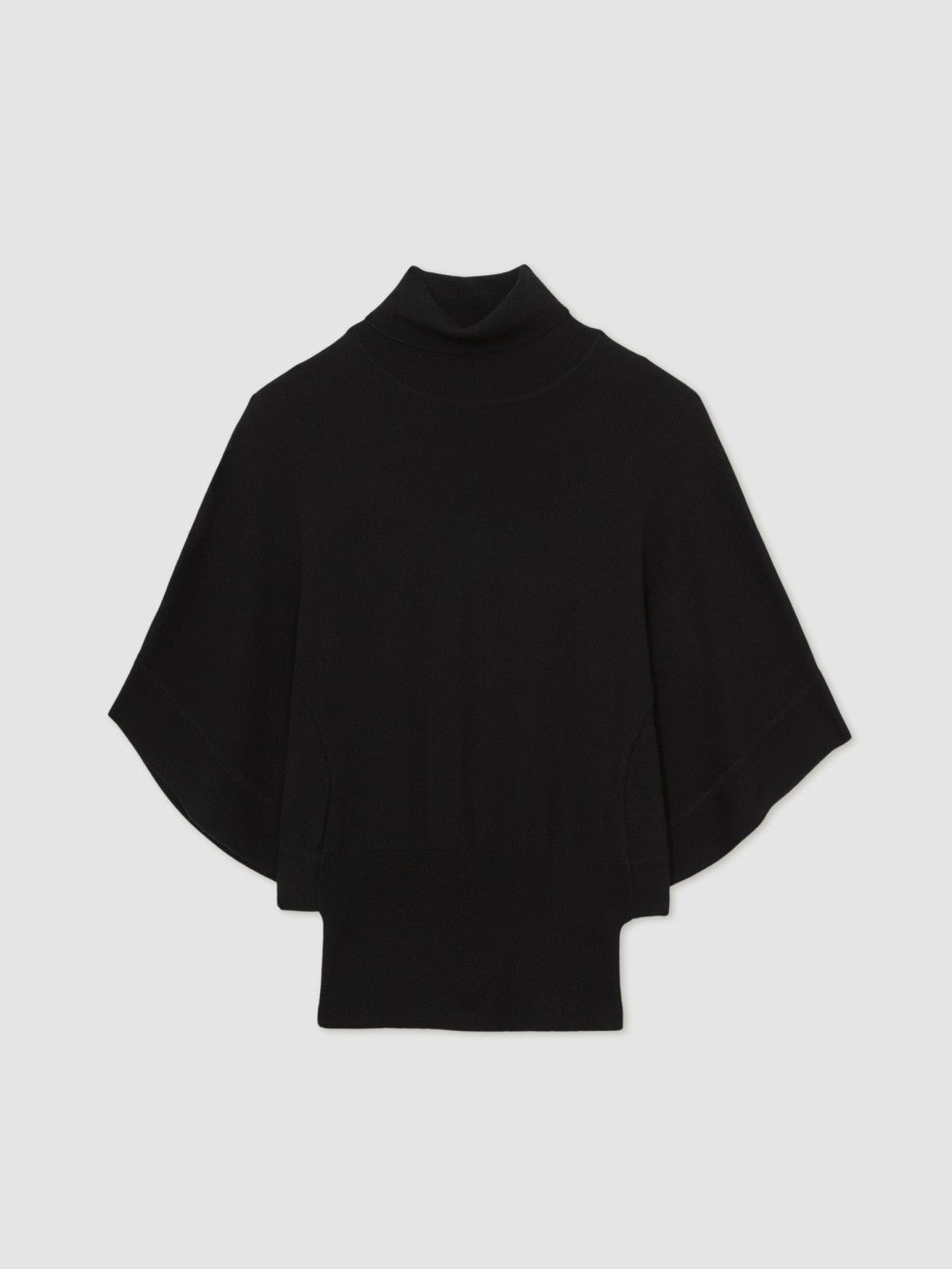 Reiss | Merino Wool Batwing Roll-Neck Jumper in Black