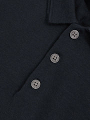 Reiss | 9-13 yrs Merino Wool Short Sleeve Polo Shirt in Midnight Navy