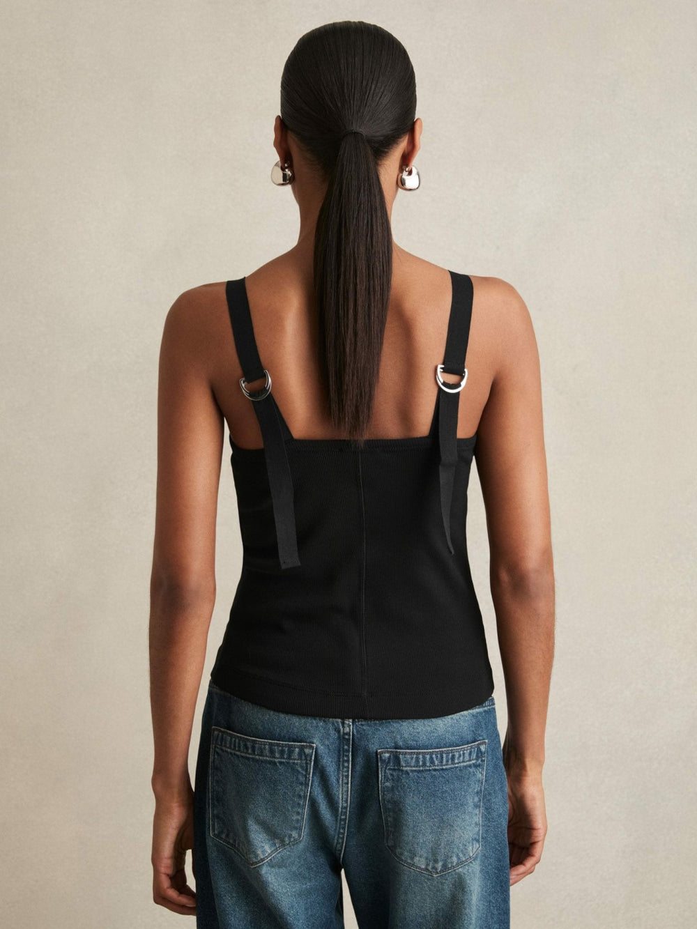 Reiss | Stretch-Cotton D-Ring Strap Vest in Black