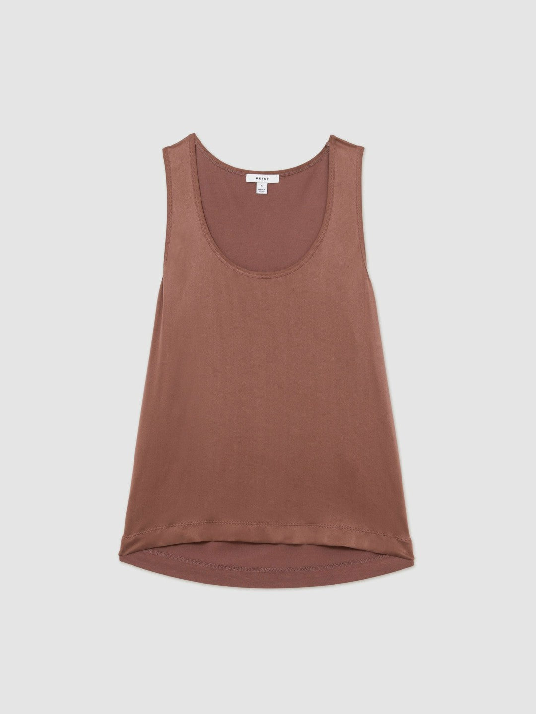 Reiss | Silk-Front Cami Top in Mocha Brown