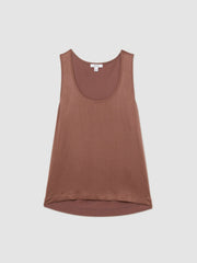 Reiss | Silk-Front Cami Top in Mocha Brown