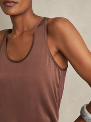 Reiss | Silk-Front Cami Top in Mocha Brown