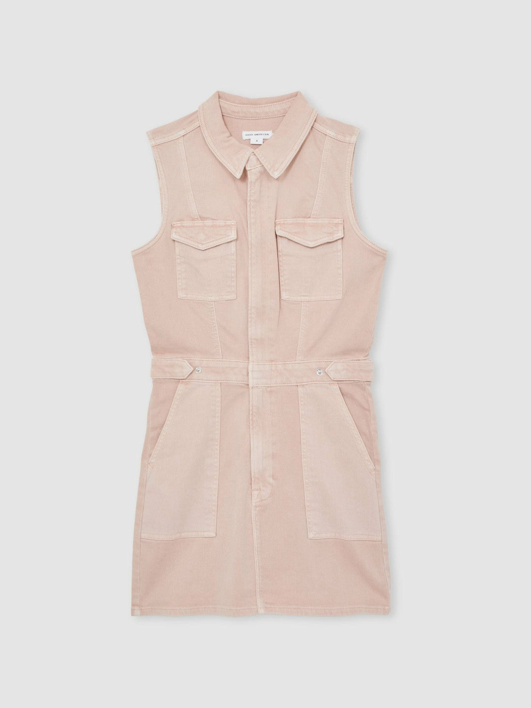 Reiss | Good American Denim Zipped Mini Dress in Petal Pink