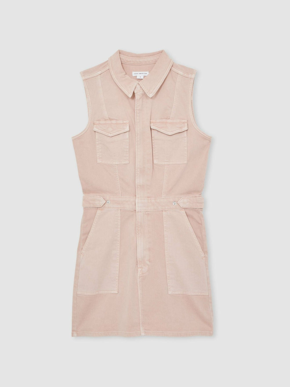 Reiss | Good American Denim Zipped Mini Dress in Petal Pink