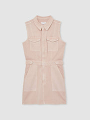 Reiss | Good American Denim Zipped Mini Dress in Petal Pink