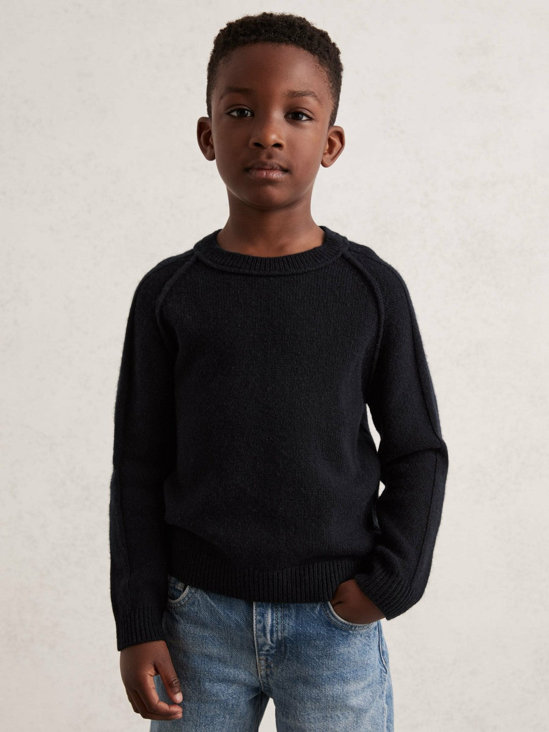 Reiss | 3-9 yrs Wool-Cashmere Reverse-Seam Jumper in Navy