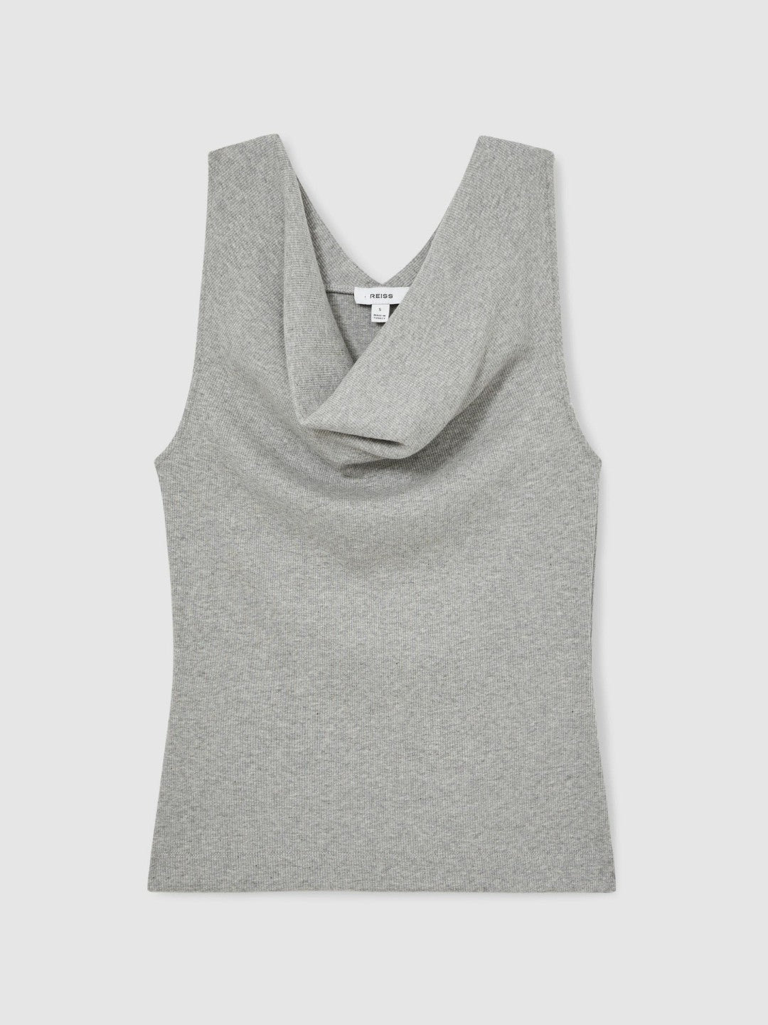 Reiss | Ribbed Cowl-Neck Vest in Grey Marl