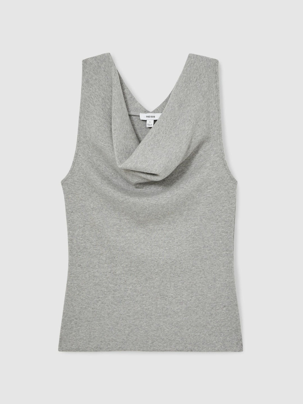 Reiss | Ribbed Cowl-Neck Vest in Grey Marl