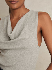 Reiss | Ribbed Cowl-Neck Vest in Grey Marl