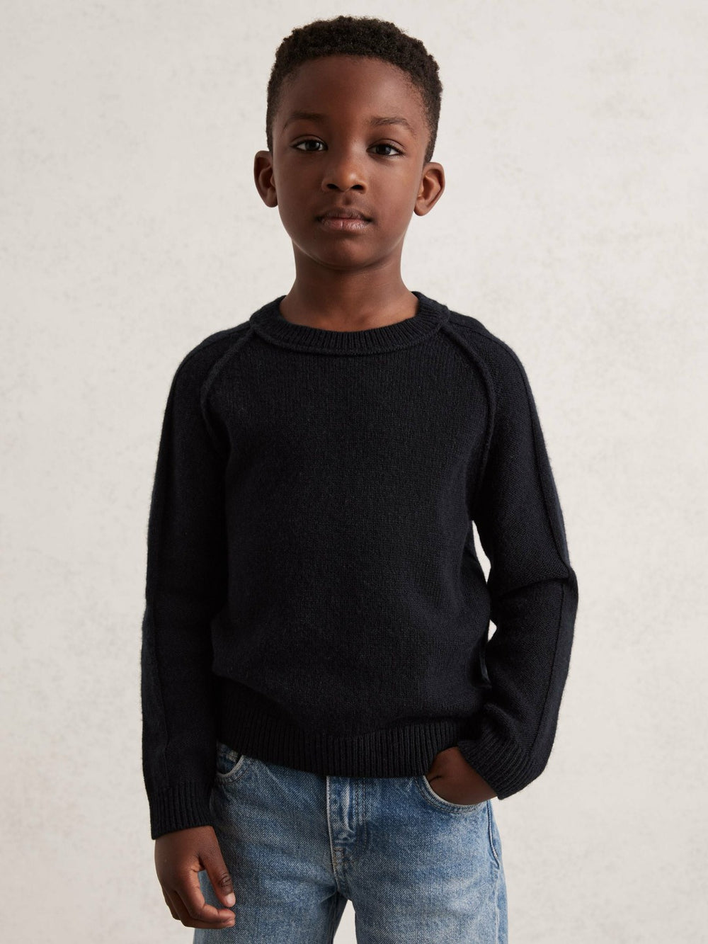 Reiss | 9-13 yrs Wool-Cashmere Reverse-Seam Jumper in Navy