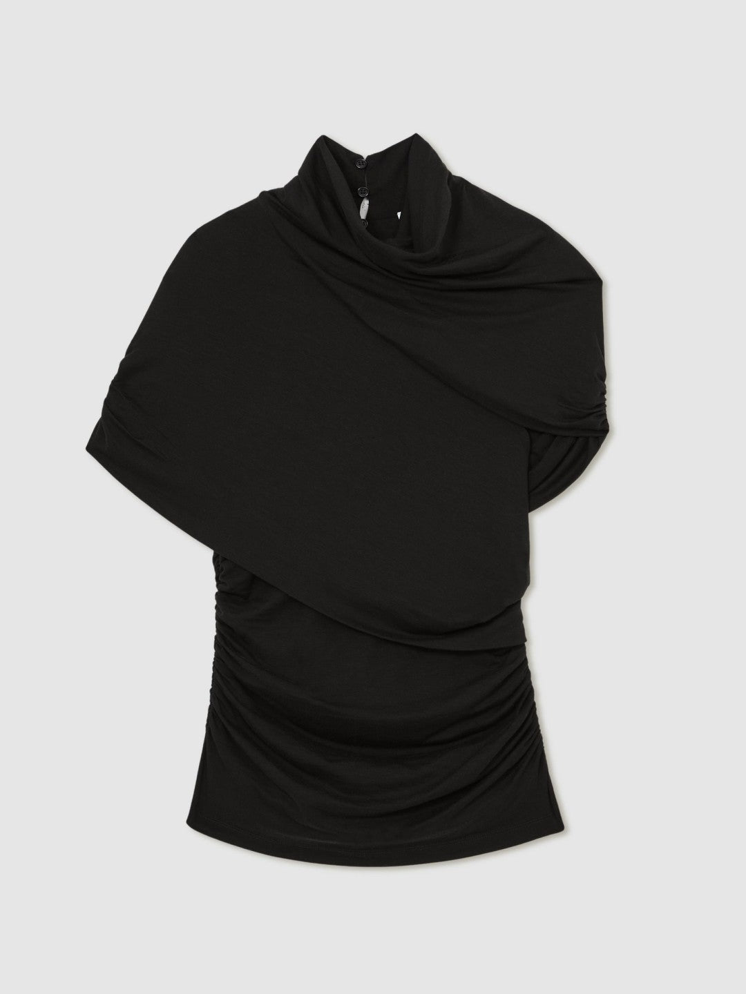 Reiss | Stretch Lyocell Draped Top in Black