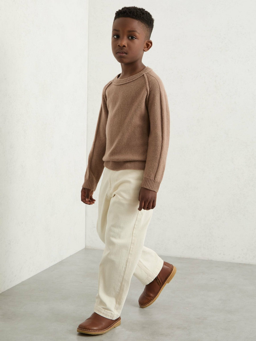 Reiss | 9-13 yrs Wool-Cashmere Reverse-Seam Jumper in Camel