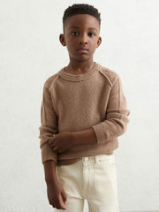 Reiss | 9-13 yrs Wool-Cashmere Reverse-Seam Jumper in Camel