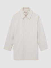 Reiss | Hybrid Removable Funnel Neck Overcoat in Light Stone