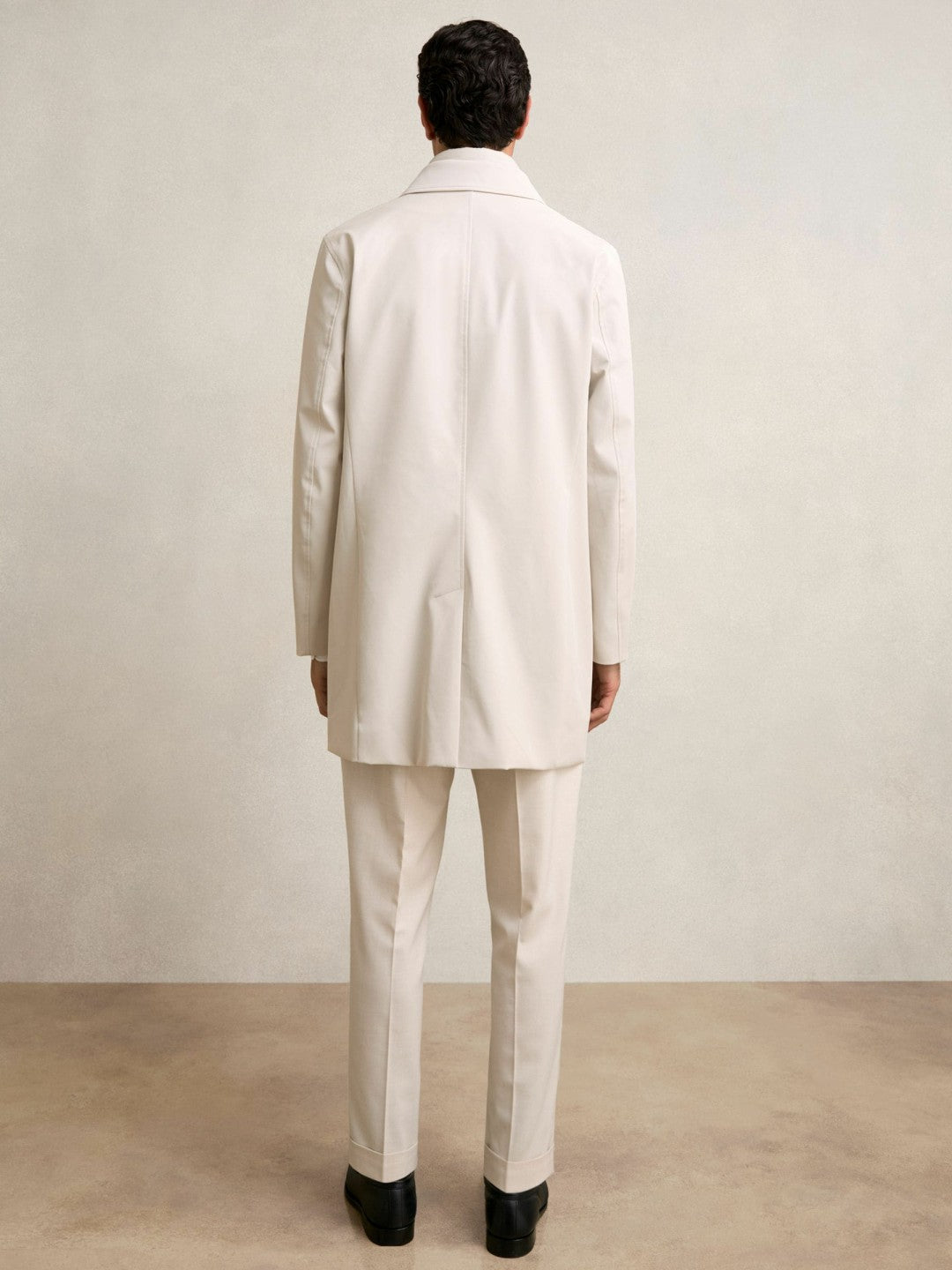 Reiss | Hybrid Removable Funnel Neck Overcoat in Light Stone