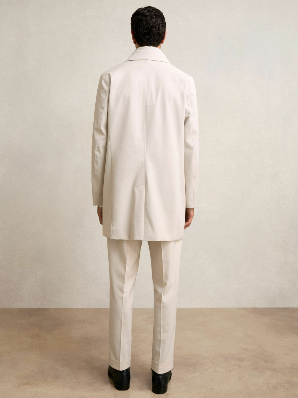 Reiss | Hybrid Removable Funnel Neck Overcoat in Light Stone