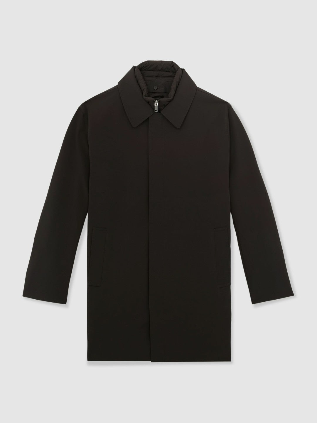 Reiss | Hybrid Removable Funnel Neck Overcoat in Brown